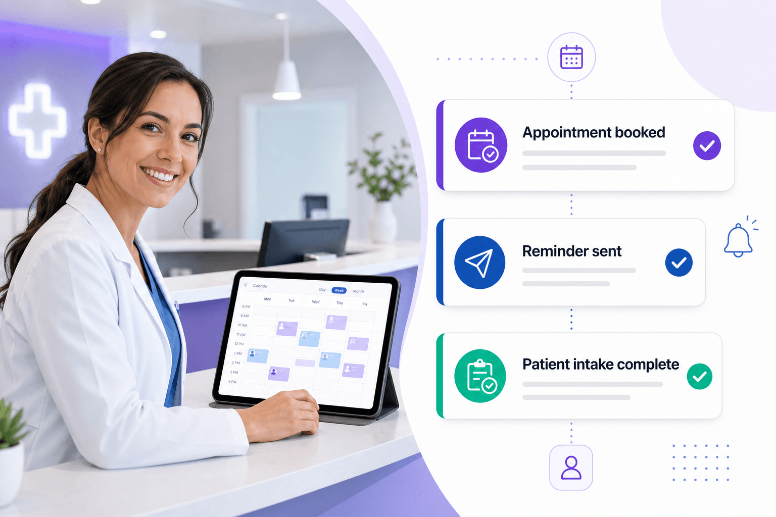 Healthcare provider managing patient appointments with automated reminders and intake